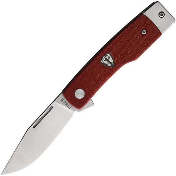 FINCH KNIVES FKCHT404 HATFIELD RED MICARTA 154CM EXTENDED TANG FOLDING KNIFE.