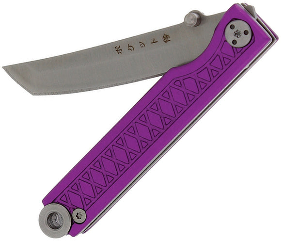 STAT GEAR STAT105 440C TANTO POINT POCKET SAMURAI purple FOLDING KNIFE.