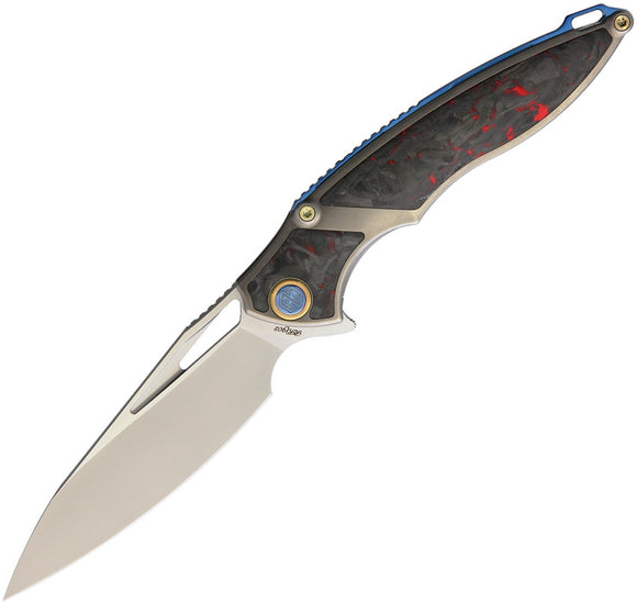 RIKE RK1902 FRAMELOCK RED CF M390 STEEL TI HANDLE WITH CF FOLDING KNIFE