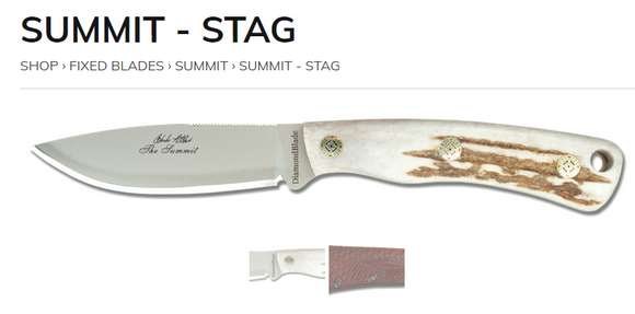 DIAMONDBLADE KNIVES 00101FG SUMMIT STAG MOSAIC FIXED BLADE KNIFE WITH SHEATH