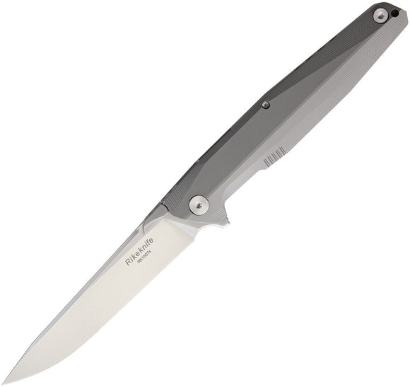 RIKE RK1507S KWAIKEN CPM S35VN GRAY TI HANDLE FOLDING KNIFE WITH POUCH.