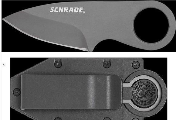 SCHRADE SCHCC1 FULL TANG CREDIT CARD KNIFE FIXED BLADE KNIFE WITH SHEATH.