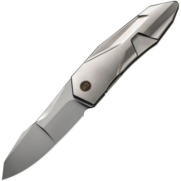 WE KNIVES WE220282 GTC SOLID FRAMELOCK CPM-20CV STEEL BEAD BLAST INTEGRAL TI FOLDING KNIFE.