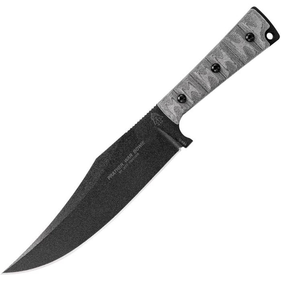 TOPS KNIVES TPPWB01 PRATHER WAR BOWIE 1095 CARBON STEEL FIXED BLADE KNIFE W/SHEATH.
