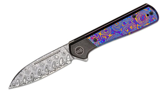 WE KNIVES WE20050-DS1 SOOTHSAYER HAKKAPELLA DAMASTEEL TI WITH TIMASCUS FOLDING KNIFE,