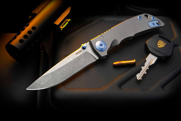 SPARTAN BLADES SF10SWBL SHF 3.25 HARSEY CPM-S45VN TI SATIN BLUE ANODIZED FOLDING KNIFE.