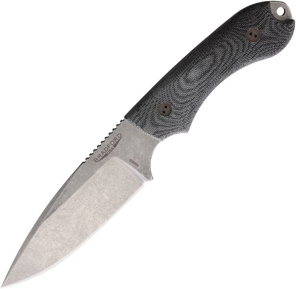 BRADFORD BRAD42FE101 N690 STEEL 3D BLACK MICARTA HANDLE FIXED BLADE KNIFE W/SHEATH.