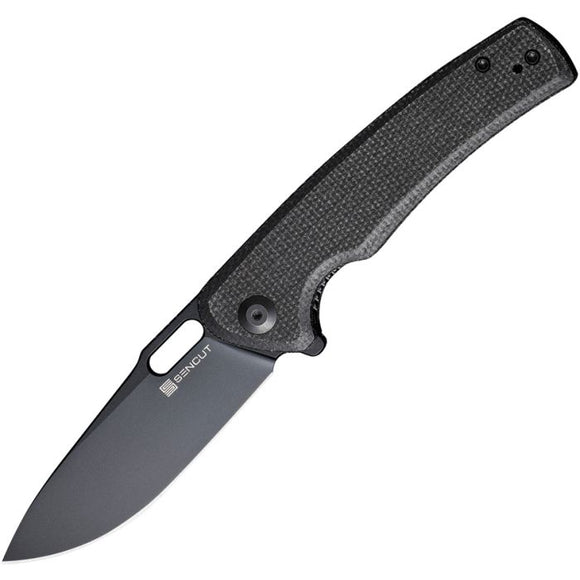 SENCUT S200653 VESPERON LINERLOCK 9CR18MOV STEEL BLACK MICARTA HANDLE FOLDING KNIFE.