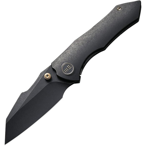 WE KNIVES WE220051 HIGH-FIN  BLACK SW FINISH CPM-20CV BLACK TI HANDLE FOLDING KNIFE.