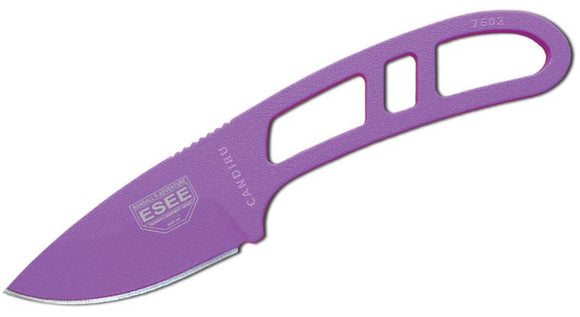 ESEE ESCANPURP CANDIRU PURPLE KNIFE FIXED BLADE NECK CARRY KNIFE WITH SHEATH.