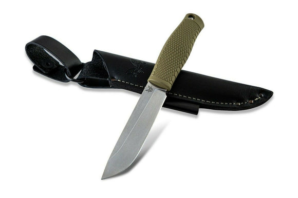 BENCHMADE 202 LEUKU CPM-3V SANTOPRENE FIXED BLADE KNIFE WITH SHEATH