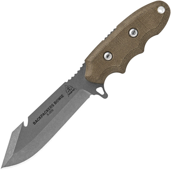 TOPS TPBPB01 BACKPACKERS BOWIE SMALL FIXED BLADE KNIFE WITH SHEATH