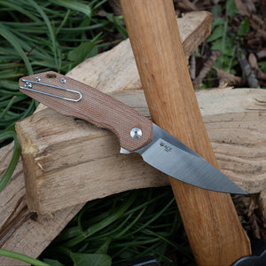 GIANT MOUSE ACE KNIVES CORTA NATURAL MICARTA M390 STEEL LINER FOLDING KNIFE.