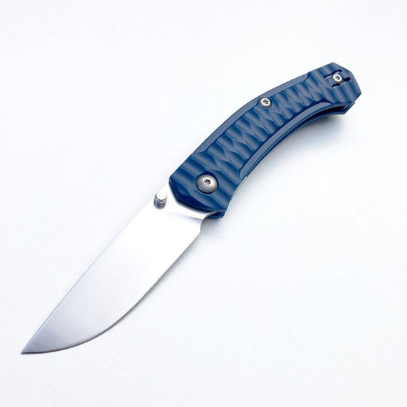 GIANT MOUSE ACE KNIVES IONA FRN NAVY BLUE SATIN FINISH M390 STEEL FOLDING KNIFE.