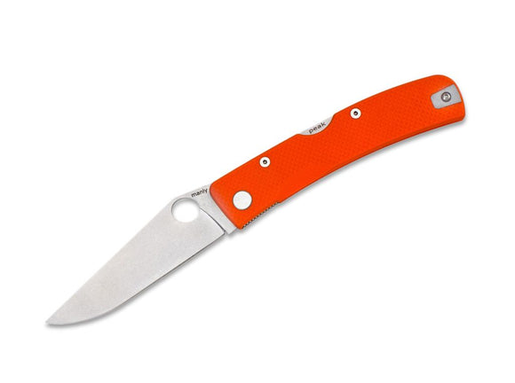 MANLY KNIVES 01ML018 PEAK S90V STEEL BACK LOCK ORANGE G10 FOLDING KNIFE.