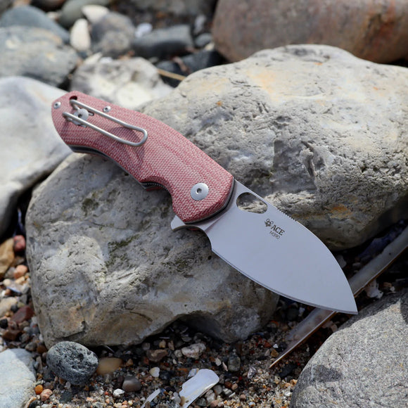 GIANT MOUSE ACE KNIVES BIBLIO RED MICARTA M390 BLADE STEEL FOLDING KNIFE.