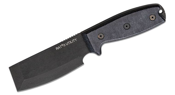 ONTARIO 8662 RAT 3 UTILITY CARBON STEEL MICARTA FIXED BLADE KNIFE W/NYLON SHEATH.