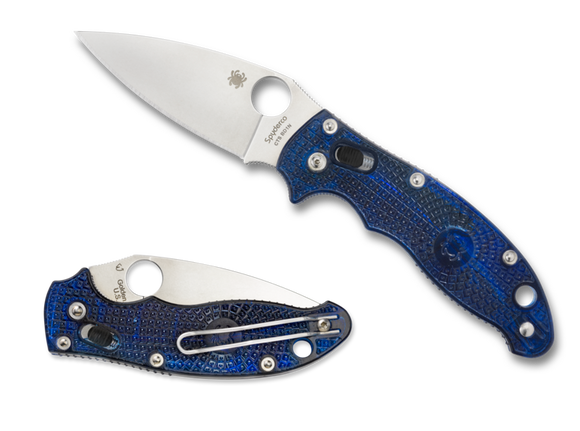 SPYDERCO C101PBL2 MANIX TRANSLUCENT BLUE CTS BD1N STEEL FOLDING KNIFE