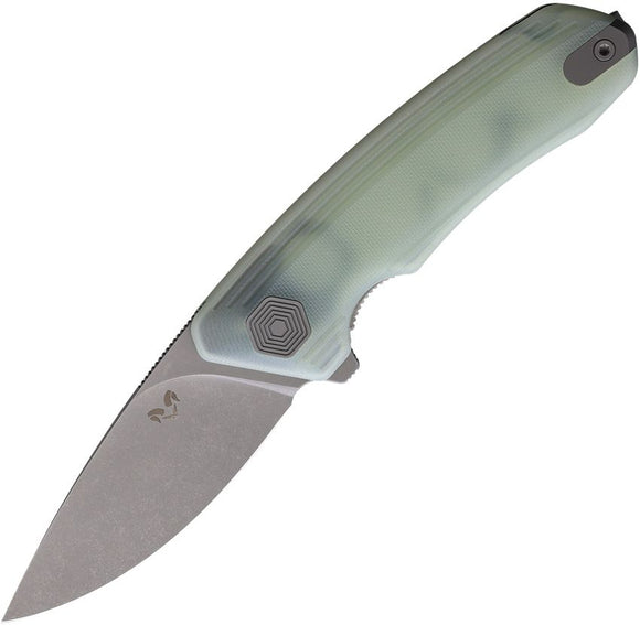 DAMNED DESIGNS DMN006GJ INVICTUS JADE G10 HANDLE 154cm FOLDING KNIFE.