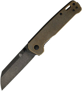 QSP KNIVES QS130G PENGUIN LINERLOCK BLACK D2 STEEL BRASS HANDLE FOLDING KNIFE