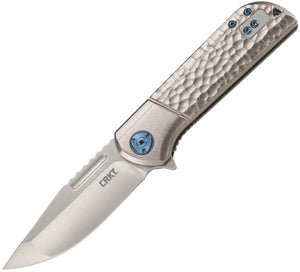 CRKT 6525 LANNY LINERLOCK SILVER ASSISTED LIONG MAH 8CR13MOV FOLDING KNIFE.