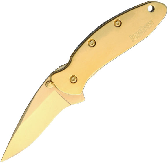 KERSHAW 1600G CHIVE GOLD 420HC DESIGNED BY KEN ONION ASSISTED FOLDING KNIFE.