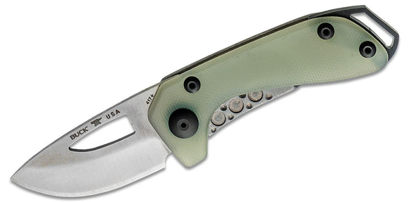 BUCK 417GRS BUDGIE S35VN STEEL TRANSLUCENT G10 COMPACT FOLDING KNIFE.
