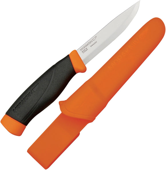 MORA KNIVES FT02214 COMPANION STAINLESS ORANGE FIXED BLADE KNIFE WITH SHEATH