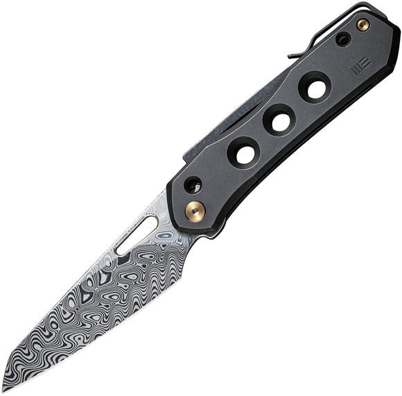 WE KNIVES WE21031DS1 SNECX VISIO R DAMASCUS STEEL TI HANDLE FOLDING KNIFE.