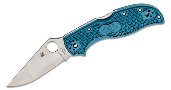 SPYDERCO C90FP2K390 STRETCH 2 STRAIGHT SPINE BLUE K390 STEEL FOLDING KNIFE.