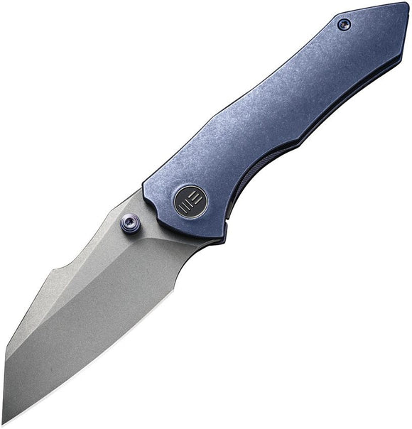 WE KNIVES WE220053 HIGH-FIN GAVCO CPM-20CV BLUE TI HANDLE FOLDING KNIFE.