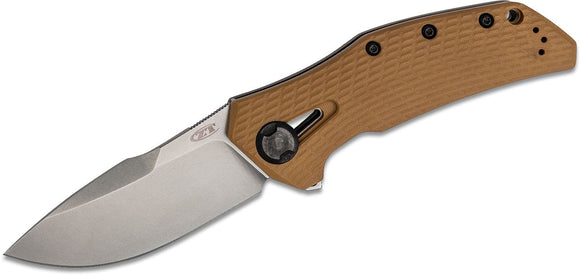 ZERO TOLERANCE 0308 CPM-20CV TI/G10 HANDLE STONEWASH LARGE FOLDING KNIFE.