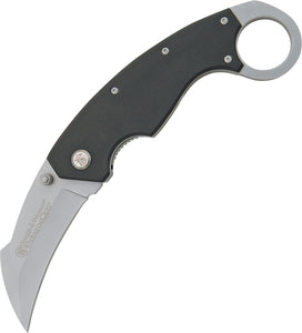 SMITH AND WESSON SWCK33 G10 HANDLE CURVED BLADE FOLDING KNIFE.