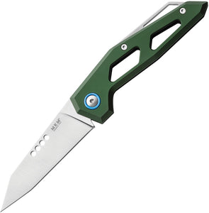 MKM MKMEGAGR EDGE GREEN M390 STEEL ALUMINIUM HANDLE FOLDING KNIFE.