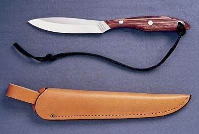 GROHMANN R2C BIRD AND TROUT CARBON STEEL FIXED BLADE KNIFE WITH LEATHER SHEATH