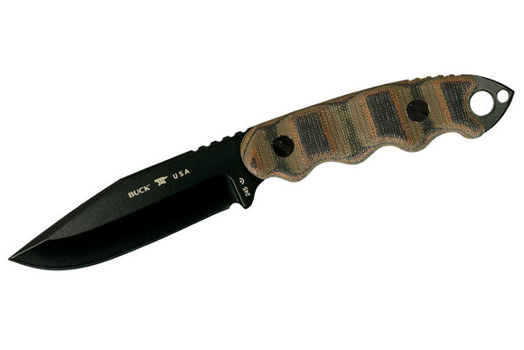 BUCK 0245MCSMWG MWG MATT WOULD MICARTA FIXED BLADE KNIFE WITH SHEATH