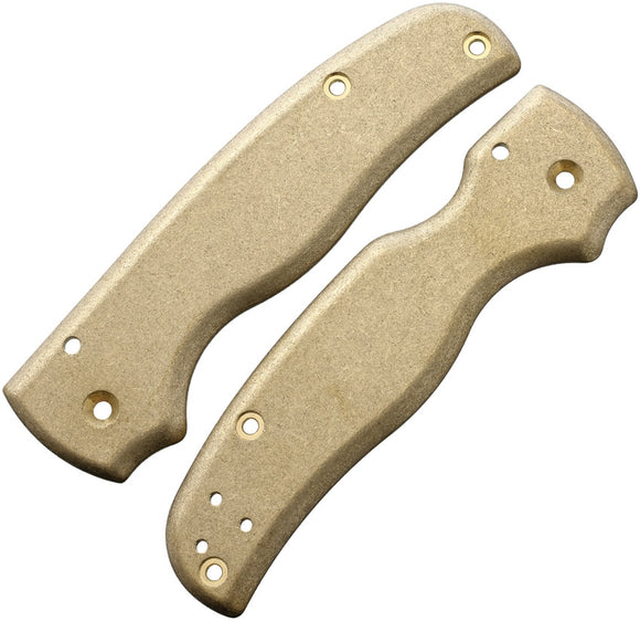 FLYTANIUM FLY735 BRASS HANDLE SCALES FOR SPYDERCO SHAMAN KNIFE.