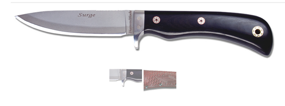DIAMOND BLADE KNIVES 00900FG SURGE D2 STEEL FIXED BLADE KNIFE W/SHEATH