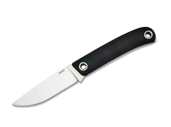 MANLY KNIVES 02ML002 PATRIOT 154CM STEEL BLACK G10 FIXED BLADE KNIFE W/SHEATH