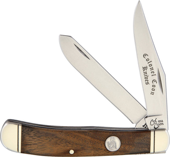 COLONEL COON CC54W TRAPPER WALNUT 420 STAINLESS POCKET PEN FOLDING KNIFE.