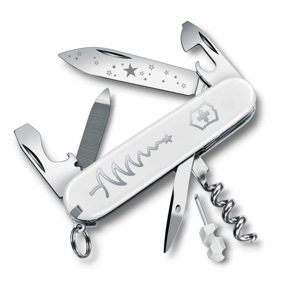 SWISS ARMY VICTORINOX 0.3804.77 SPORTSMAN WHITE CHRISTMAS MULTI POCKET KNIFE.