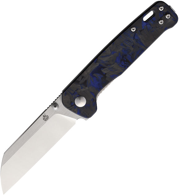 QSP KNIVES QS130TBL PENGUIN G10 HANDLE WITH SHRERDDED CF D2 STEEL FOLDING KNIFE.