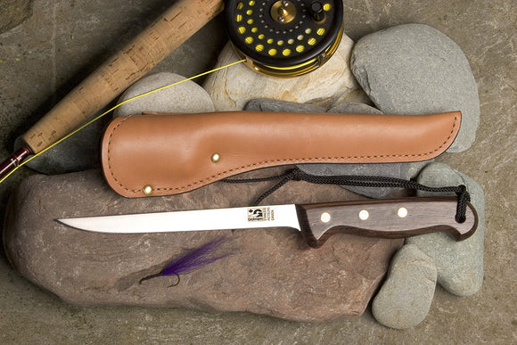 GROHMANN RF800S 8 INCH FILLET FIXED BLADE KNIFE WITH LEATHER SHEATH