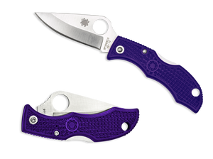 Spyderco lprp3 Ladybug Purple Frn Plain Edge Folding Key Chain Knife