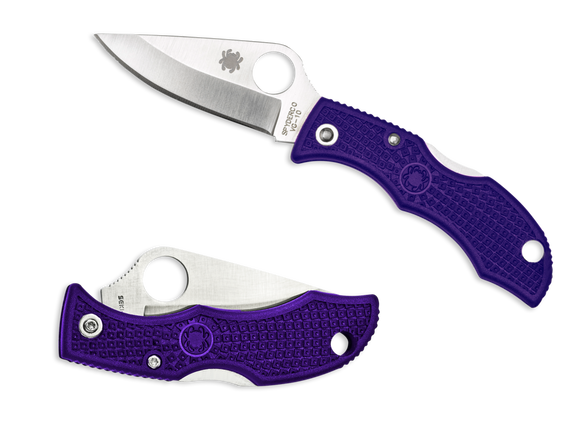 Spyderco lprp3 Ladybug Purple Frn Plain Edge Folding Key Chain Knife