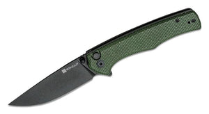 SENCUT S210123 CROWLEY LINERLOCK GREEN CANVAS MICATA D2 STEEL FOLDING KNIFE