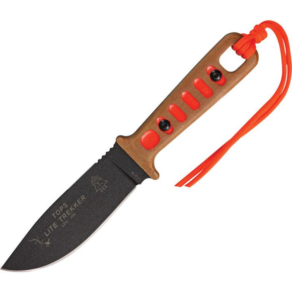 TOPS TPTLT01HO LITE TREKKER SURVIVAL HUNTER 1095 HC FIXED BLADE KNIFE WITH SHEATH.