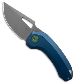 DAMNED DESIGNS DMN015XLTBL DJINN LINERLOCK BLUE TI CPM S35VN STEEL FOLDING KNIFE.
