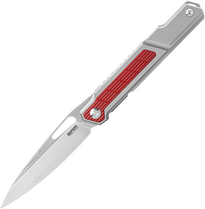 SRM KNIVES SRM1421TL RED TI HANDLE N690 STEEL FRAMELOCK FOLDING KNIFE.