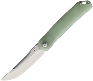 KANSEPT KNIVES KT1019C3 HAZAKURA LINERLOCK JADE G10 154CM STEEL FOLDING KNIFE.